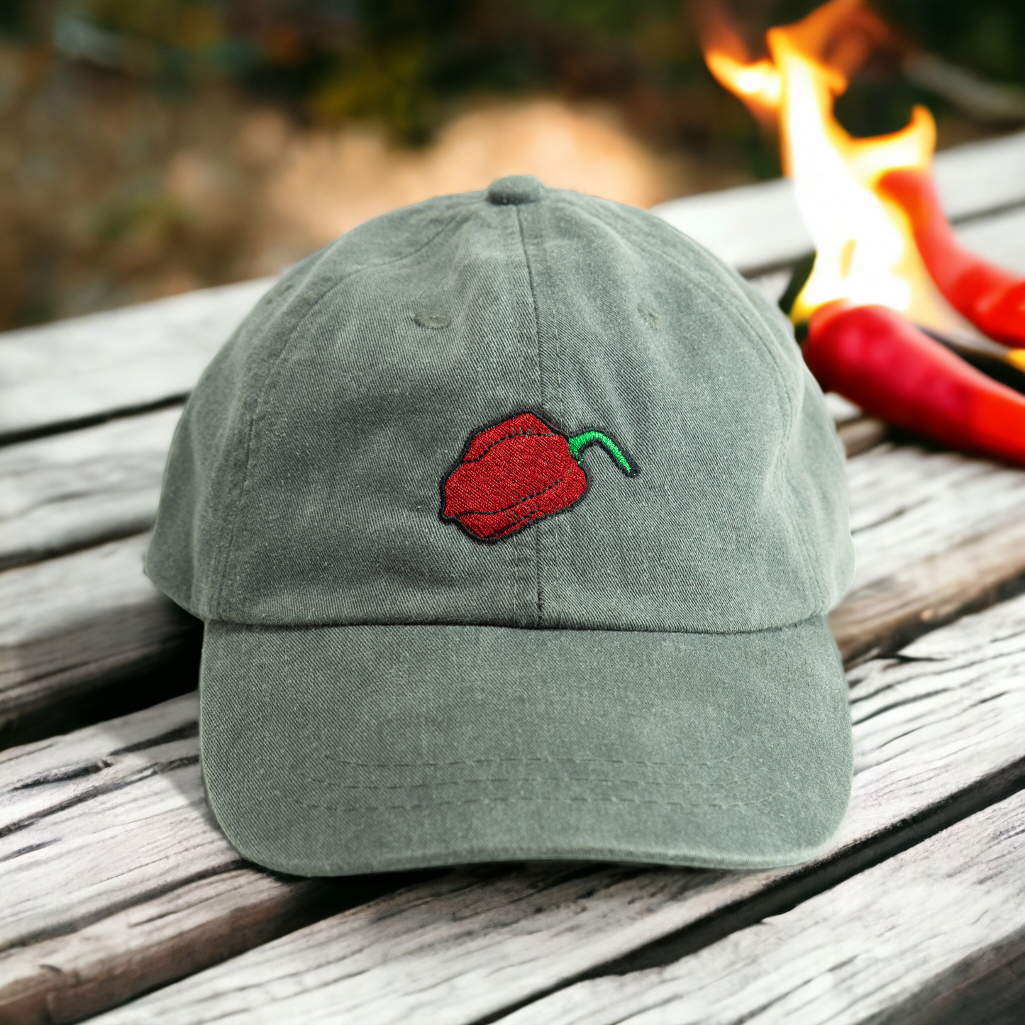 Spicy Pepper Dad Hat with Leather Strap - Choose Your Heat!