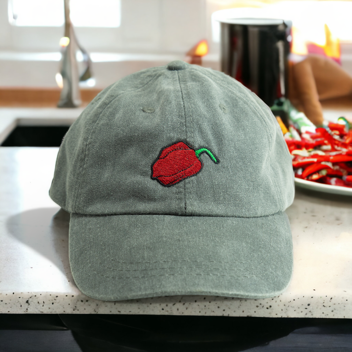 Spicy Pepper Dad Hat with Leather Strap - Choose Your Heat!