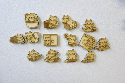Cute Cleaning Cat Magnets - Happy's Gifts and Apparel